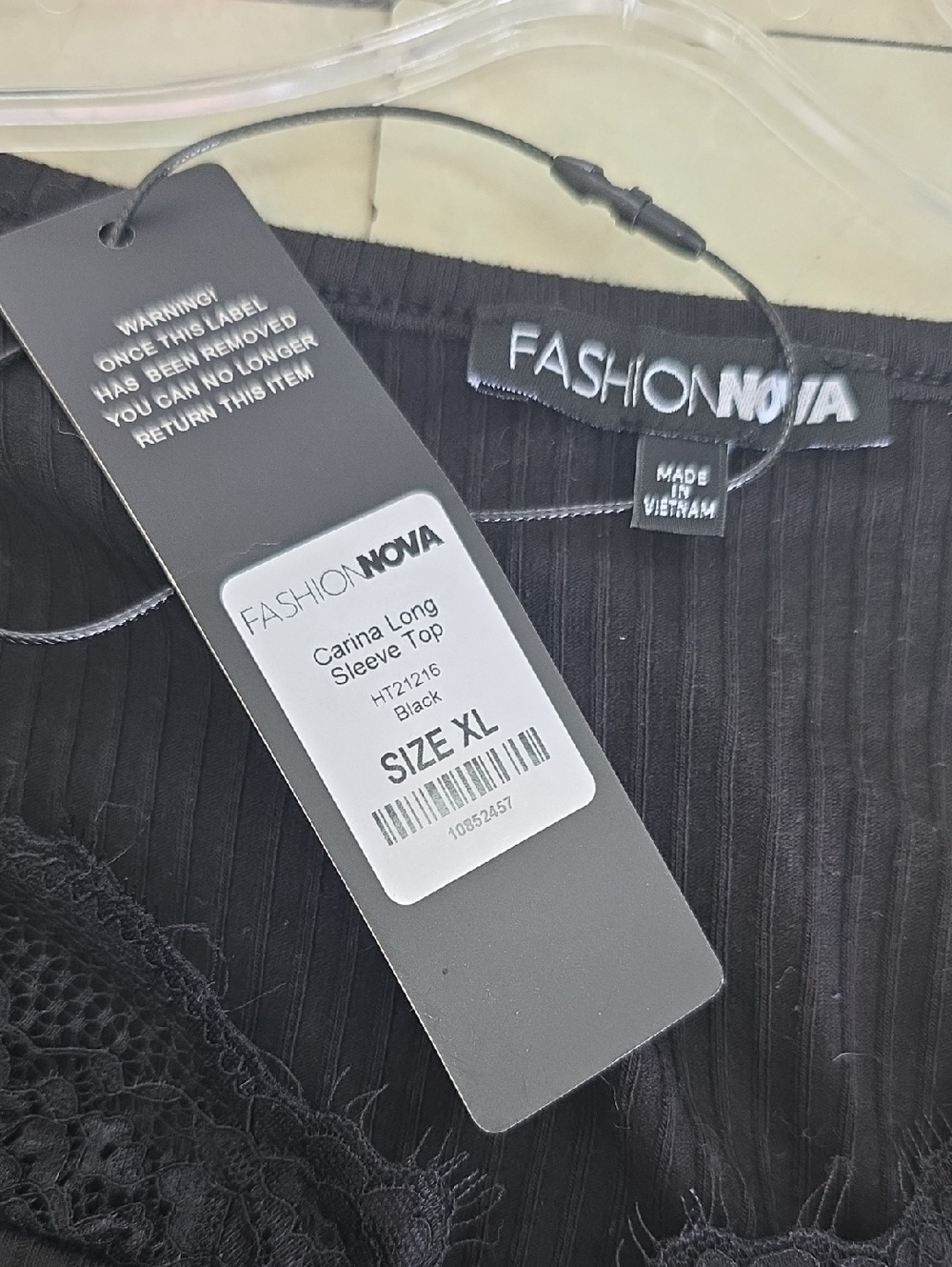 FN Ribbed Lace Neck Top XL - Picture 4 of 5